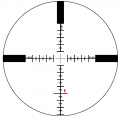S&B P4 reticle at 25x zoom with 1.8 m (6 ft) tall man standing at 2,475 m (2,707 yd).png